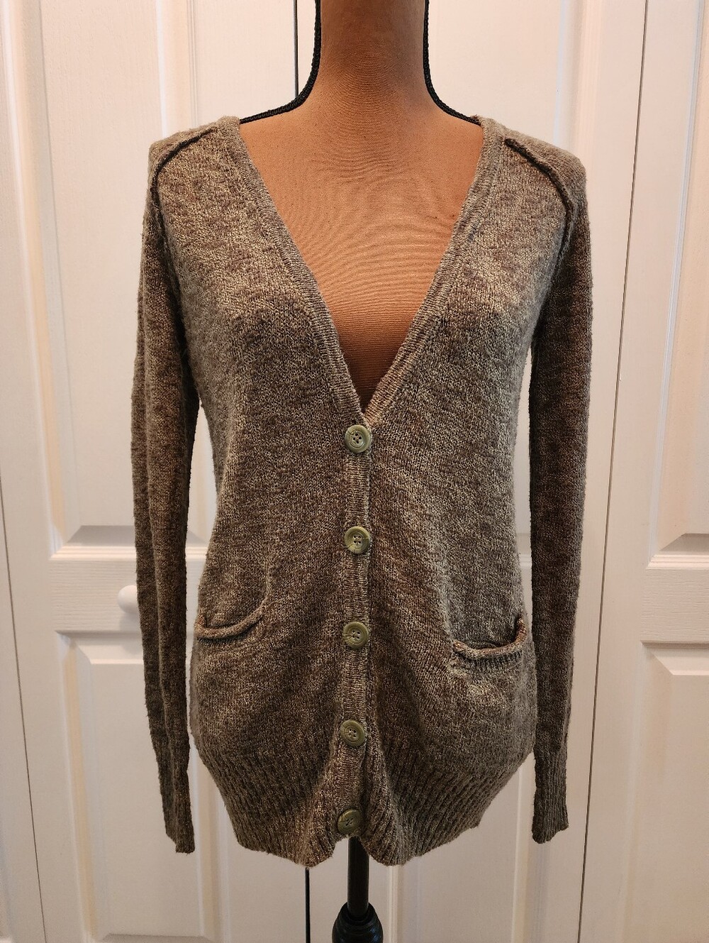 VTG Y2K Mudd Marled Green Cardigan Sweater Medium Grunge Fairycore